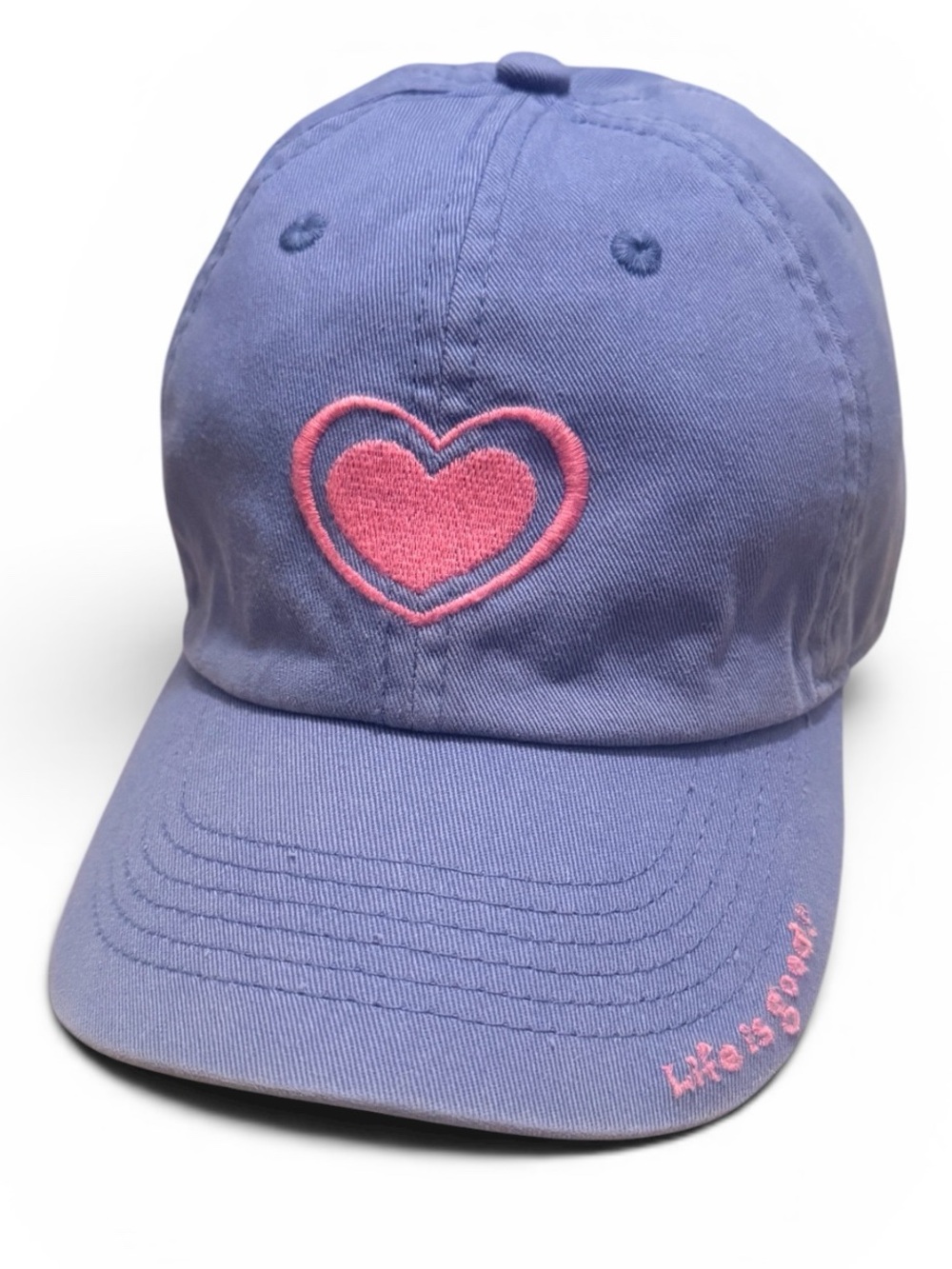 Life Is Good Blue Heart Baseball Cap Hat Adjustable